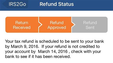Tpg track refund - If the IRS Accepts an E-Filed Return By: Then Direct Deposit refund may be sent as. early as 10 days after e-file received. (Paper check mailed sent apx. 1 week after that): * IRS may start ...